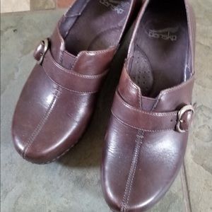 Dansko Shoes Size 37 Clogs Leather Heel Brown